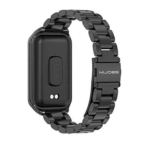 XINGMALY Metal Bands Compatible with Amazfit Band 7 Metal Replacement Strap Wristband Watch (Black)
