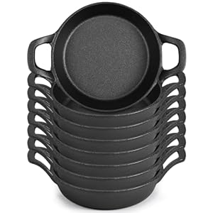 8 Pack Mini Skillets Cast Iron Pan 6.34 x 6.34 x 1.5 Inch Cast Iron Ramekin Set Black Small Casserole Dish Cast Iron Cookware Oven Safe Mini Skillets for Kitchen Indoor Outdoor Picnic(8 Pack)