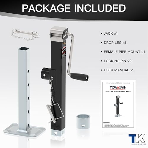 TOWKING 8000LBS Pipe Mount Tongue Jack, 15" Lift, Heavy Duty Swivel Jack with Drop Leg, Weld On Jack for RV, Boat, and Utility Trailers by TOWKING - Image 7