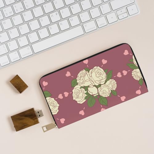 Cartera de mano moderna rosa blanca con compartimentos organizadores 6