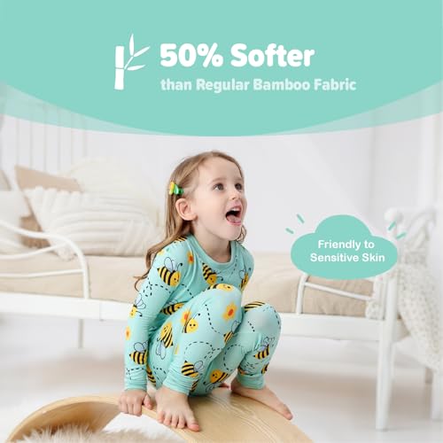Image of Kids 2-Piece Soft Bamboo Viscose Clothing Set, Long Sleeve Top & Pants, Everyday Outfit for Toddler Boys & Girls
