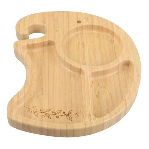 BESPORTBLE Wooden Baby Plate Suction Toddler Divided Plate Natural Material Non- Eating for Babies Charming Animal Patterns
