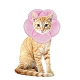 Pet by AnnaEye Recovery Pet Cone E-Collar for Cats and Small Dogs - Comfortabe Flower Pattern Elizabethan Collar Pink S