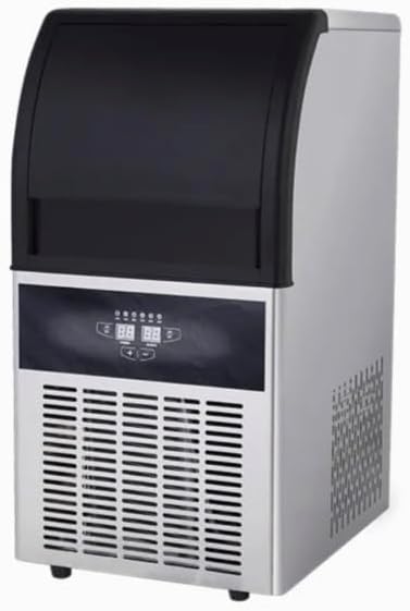Commercial Ice Maker Machine, 45kg/24hr Production Capacity, 12kg Storage Bin, 290W Power, Silver and Black, Digital Display Control Panel