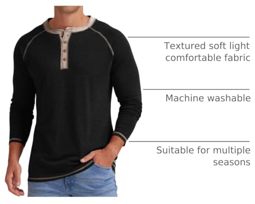 Image of Sailwind Mens Henley Long /Short Sleeve T-Shirt Cotton Casual Shirt