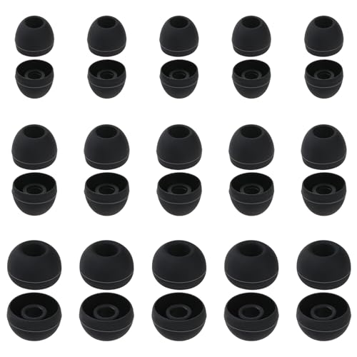 Lot de 30 embouts de rechange en silicone pour écouteurs intra-auriculaires (trou intérieur pour écouteurs de 3,8 à 5,5 mm), 3 tailles, noir