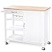 Giantex Kitchen Trolley Cart w/Wheels Rolling Storage Cabinet Wooden Table Multi-Function Island Cart Kitchen Truck (White)