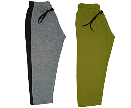 Image of indi weaves Kids Unisex Solid Fleece Warm Track Pants Winter Lower for Boys & Girls (Mehadi, Grey, 2-3 Years) Pack of 2