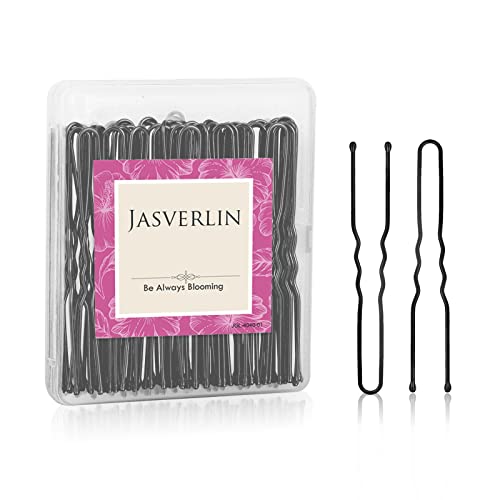 JASVERLIN U Shaped Bobby Pins for Thick Bun Hairstyle, Ballet Hairpins for Women Girl Large Bunheads 2.4in 100pcs (Black)