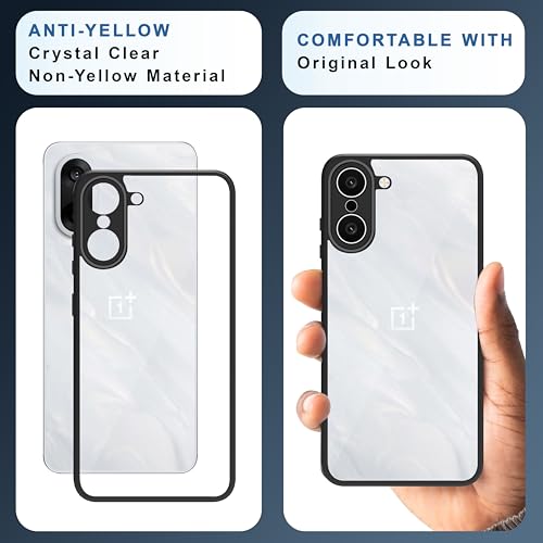 Image of CEDO Backcover for OnePlus Nord CE5 / CE 5 (5G) | Camera Protection Bump Shockproof Edge | Ultra Hybrid Transparent Acrylic Clear TPU+PC Hard Backcase Cover (Black)