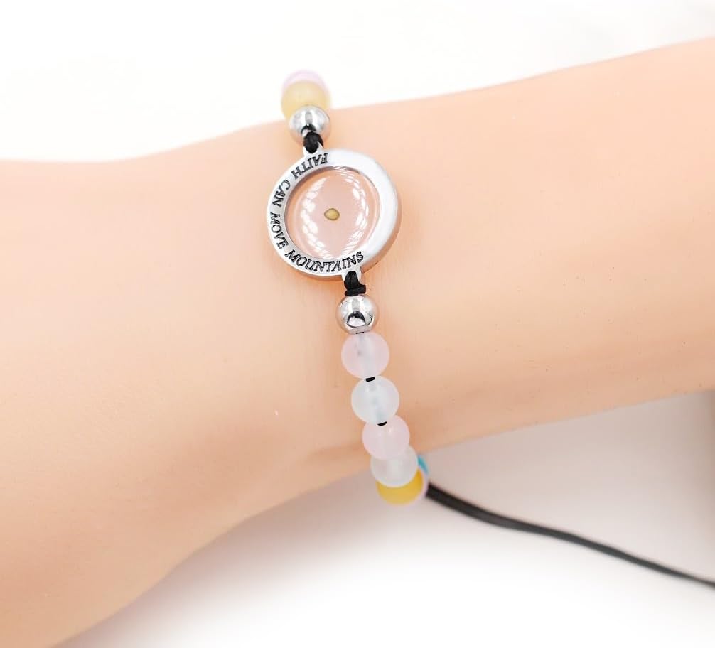 Faith Can Move Mountains Inspirational Bracelet - Christian Religious Mustard Seed Faith Bracelet Colorful Morganite Stone Bracelet for Women Birthday Graduation Gift Y3557 - Image 7