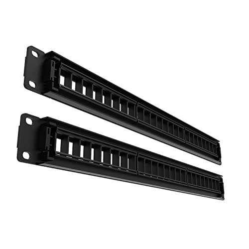 QiaoYoubang 2 Pack of 24 Port Blank Keystone Patch Panel-1U Rackmount or Wall Mount UTP Patch Panel for Keystone Jacks-19-inch Multimeadia Patch Panel