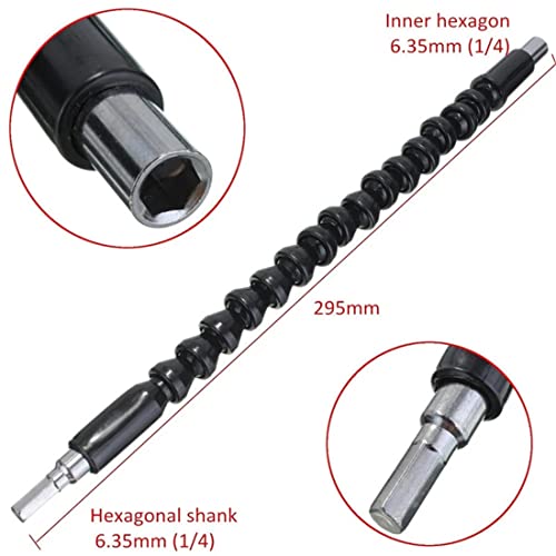 2pcs Flexible Shaft Extension Screwdriver Drill Bit Holder Link for Electronic Drill Hex Screwdriver Soft Shafts,Explore Flexible Extensions for Drills, Flexible Shaft Extension Bits (black)