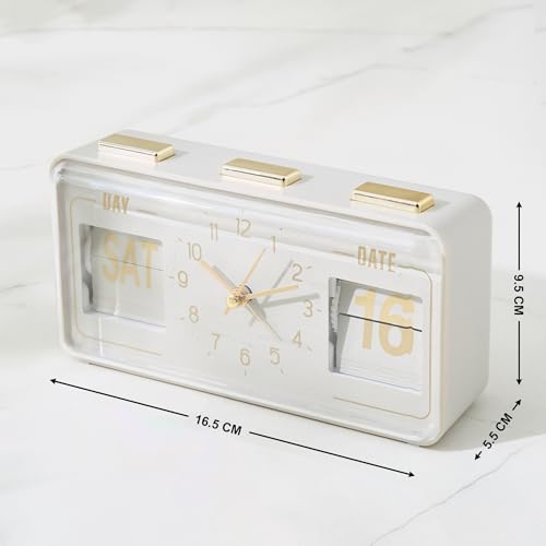 Image of Home Centre Casablanca Glimmer Table Clock with Day and Date - 16.5x5.5x9.5cm