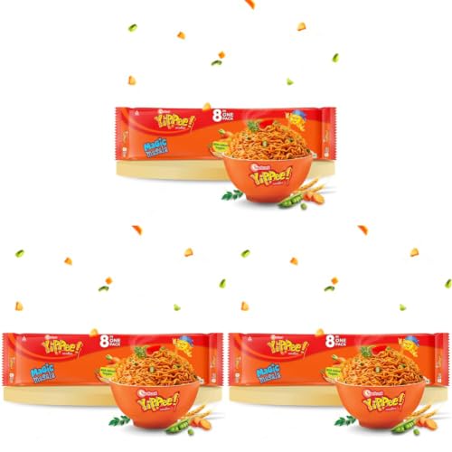 Image of Sunfeast YiPPee! Magic Masala, Long, Non-Sticky Instant Noodles | With Real Vegetables 8 in 3 Pack 480g /560g (Weight may vary)