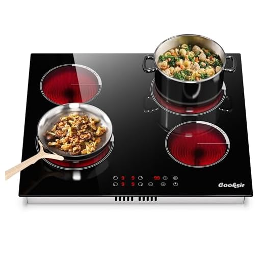 Electric Cooktop 24 Inch, Cooksir Drop-in Electric Stove Top With 4 Burners 220-240V, Sensor Touch Control, Vitro Ceramic Glass, Timer, Kids Lock, 9 Heating Level, Hard Wired, No Plug