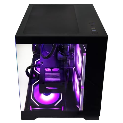 Image of Panorama Gaming PC, Desktop AMD Ryzen 5 9600X 6-Core 3.9GHz, RTX 5050 8GB, 32GB DDR5 RAM 6000MHz,1TB PCIe +1TB SATA SSD, WiFi&BT Prebuilt PC 650W PSU,Liquid Cooler,Windows 11