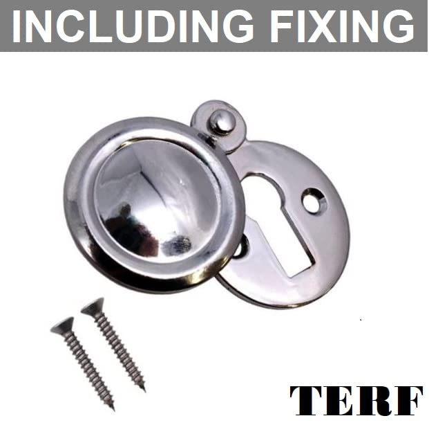 TERF® Polished Chrome Escutcheon Covered 35mm Keyhole Cover Escutcheon including Fixing Screw - Pack of 2 - Image 2