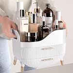 Organisateur de maquillage Pajiriona avec tiroirs, organisateur de soins de la peau pour coiffeuse, boîte de rangement avec poignée, grand présentoir cosmétique pour commode, comptoir de salle de bain