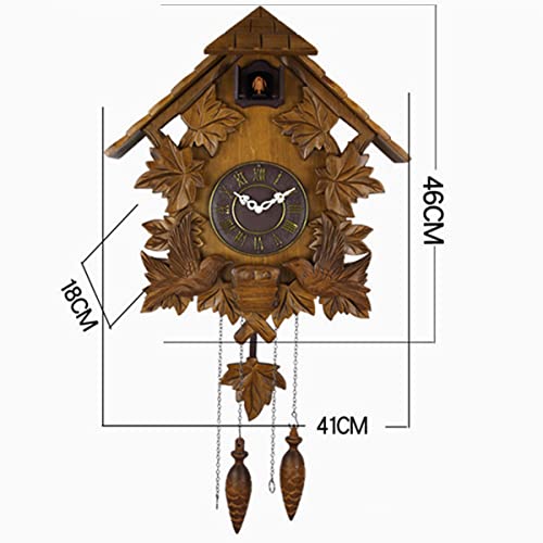Zyiqq High-End Wooden Cuckoo Clock, Retro Maple Leaf Design Hourly Timekeeping Cuckoo Wall Clock With Pendulum For Living Room Wall Quartz Clock Decoration #TOP6
