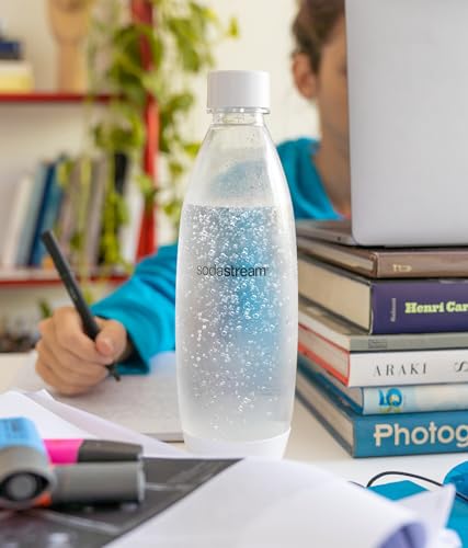 Image of sodastream 1L Twin Pack Dishwasher Safe Slim Bottle (White) (Pack of 4)