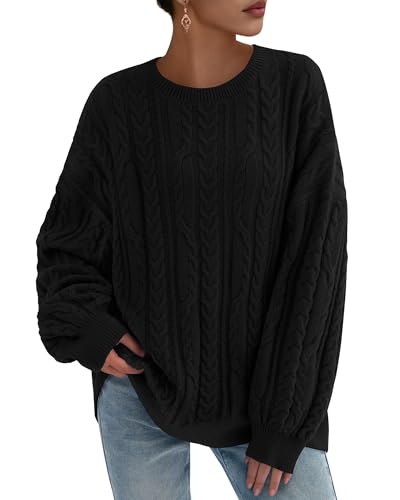 KIRUNDO Oversized Cable Knit Sweater Women 2025...