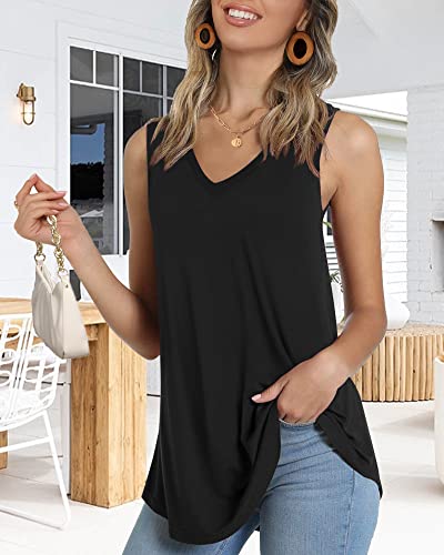 WNEEDU Women's Summer Sleeveless V Neck Tunic Casual T-Shirt Tank Tops Blouse3