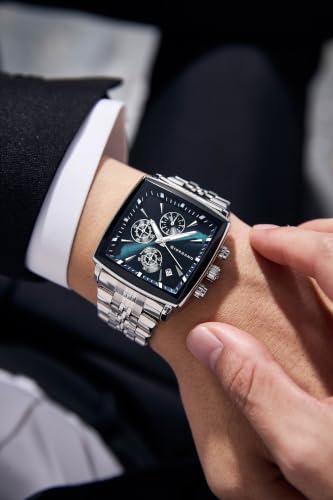 Image of Giordano Multi Function Watch for Men with Square Dial, Stainless Steel Strap and Date Display