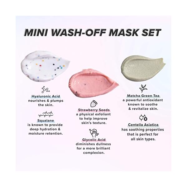 I DEW CARE Korean Wash Off Face Mask Gift Set - Mini Scoops | With Hyaluronic Acid, Self Skin Care | Facial Treatment, Vegan, Cruelty-Free, Paraben-Free, Valentine Day Gifts (3 Flavors)
