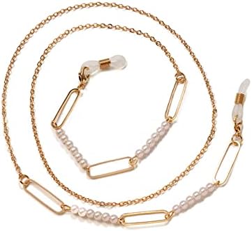 DHinkyoung Eyeglass Chain Spectacle Chain Metallic Pearl Glasses Strap Universal Sunglasses Lanyard Reading Glasses Neck Cord Spectacles Cord Practical Glasses Chain for Women and Girls