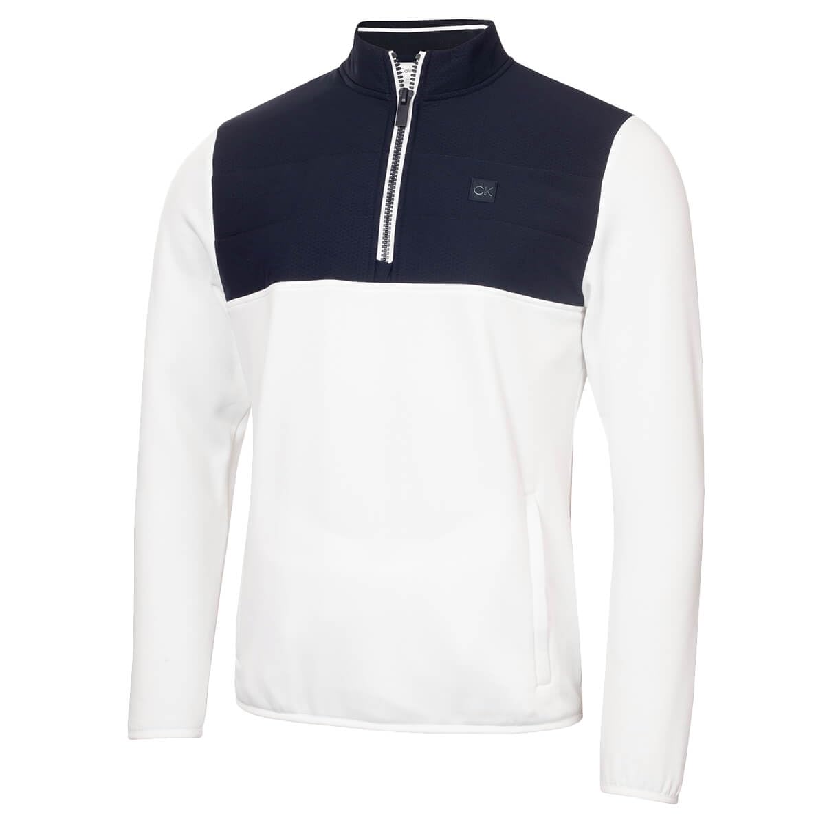 Calvin Klein Men's White Atlantic Hybrid Half Zip Sweater - Xl