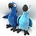 2 pezzi di Rio blu pappagallo peluche bambola, ara peluche bambola giocattolo cartone animato peluche blu pappagallo gemma blu uccello bambola regalo di compleanno