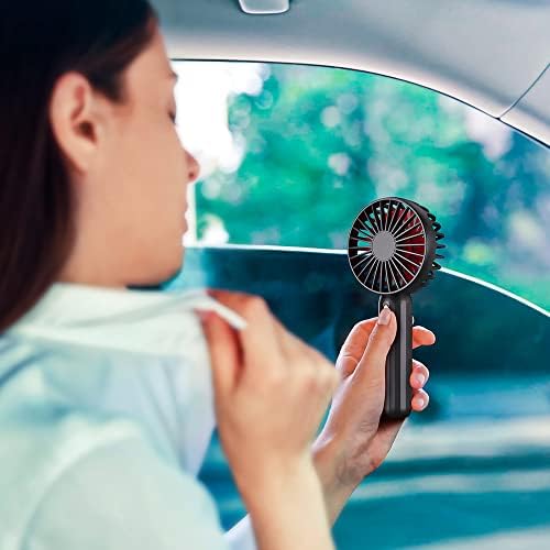 VersionTech Small Hand Fan Portable Handheld Mini USB Rechargeable Fans with 3 Speeds,Battery Operated Electric Powered Foldable Desk Desktop Fans for Women Girls Kids Home Office Travel Black