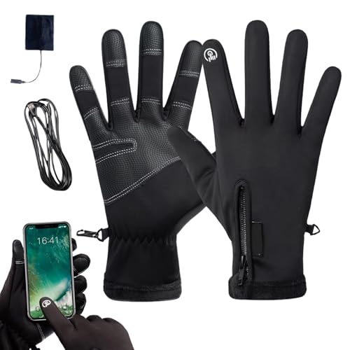 Birtern Guantes de calefacción, transpirables de larga duración, guantes eléctricos de dedo completo, para viajes, hogar, senderismo, al aire libre, clima frío, ciclismo, nieve, esquí, camping
