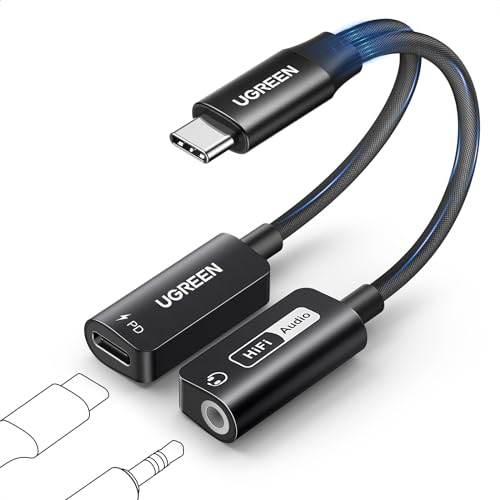 UGREEN Magnetischer USB C auf Klinke Adapter und Laden 60W Schnellladung, 2 in 1 Kopfh&ouml;rer Adapter USB C auf Klinke mit Hi-Res 32Bit/384KHz f&uuml;r iPhone 16 Pro Max iPad Pro/Mini 6 Galaxy S24 Ultra S23