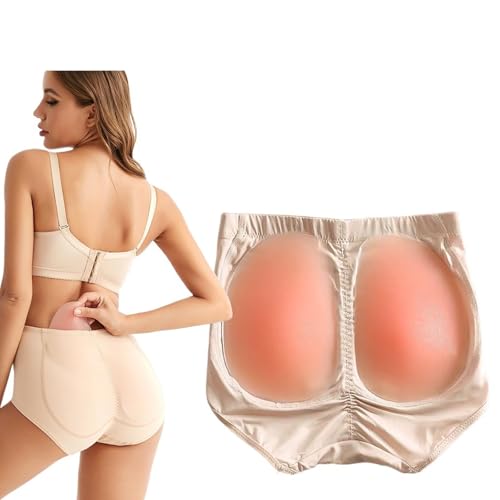 Qixfyze Bragas con Relleno Gluteos Y Caderas De Silicona, Bragas Push Up Gluteos con Relleno, Trasero Falso De Silicona, Potenciador De Cadera De Silicona(300g Skin Color,M)