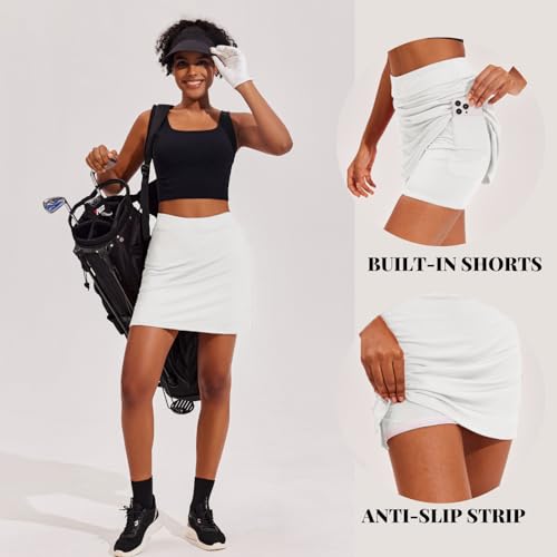 Image of Ekouaer 16 inch Golf Skorts for Woman with Inner Pockets Silicone Grippers Tennis Skirt Quick Dry Athletic Pickleball Skort