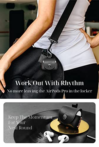 Vogduo Genuine Leather Airpods Pro Case - Handcrafted Protective Cover Anti-Lost Belt Loop With S Hook For Backpack, Compatible With Apple Airpod Pro/2 (Black) #TOP3