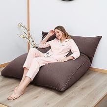 Bean Bag Chair Cover Living Furniture Big Soft FluffyOnly Cover, No Filler Giant Bean Bag Chair, Living Room Lazy Sofa Bed Cover,Dark Brown,140180CM