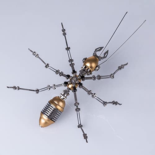 Assemblage d'insectes en métal steampunk, sculpture miniature mécanique 3D haut de gamme