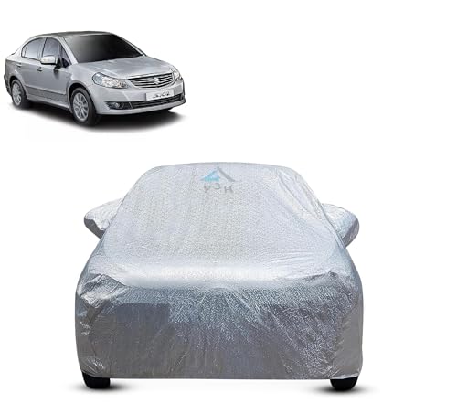 Image of Y3H 100% Waterproof Car Cover Compatible with Maruti Suzuki Sx4 (Model : 2007-2013) Custom Fit Body Covers with Mirror Pockets | Color : Metalic Silver