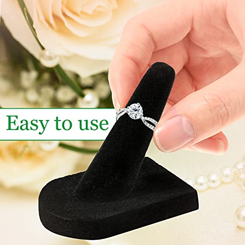 Image of 12 Pieces Velvet Ring Finger Jewelry Holder Finger Ring Showcase Display Stands Black Velvet Ring Storage Drawer Jewelry Display Stands for Shows