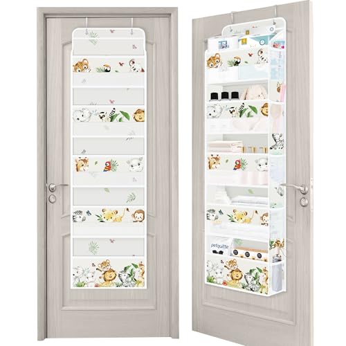 Clastyle Organizador Colgante Puerta Animal Gris con 5 Bolsillos, Mono Elefante Almacenaje Colgar para Pañales Ropa Juguetes Infantil, Koala León Organizador de Puerta para Dormitorio Baño Camping