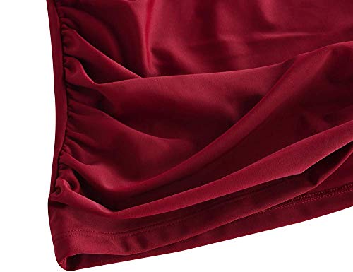 Image of Hilor Women's Tankini Tops Shirred Ruffled Swimsuits V Neck Swimwear Top