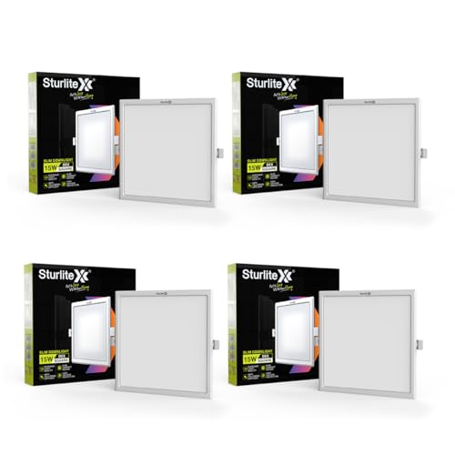 Image of Sturlite Dex 15 Watt Square LED Downlight|Cool White Color Temperature (6.5k)|Cut-Out 4 Inch|1500 Lumens Recessed Panel & Surge Protection Ceiling Light for Multiple Usage - (Pack of 4)