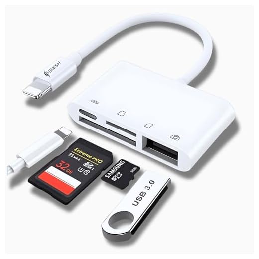 SNESH 4 in 1 SD Card Micro sd Card Reader Compatible for I Phone Include one SD Card Reader Port Plus one TF (Micro-SD Card) Card Reader Port Plus USB 3.0 Port and Female OTG Adapter Charging Port.
