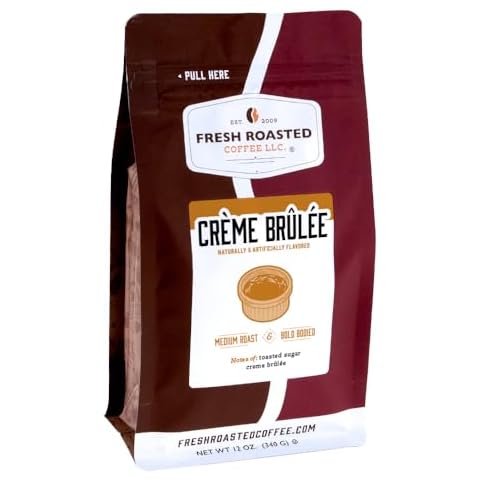 Fresh Roasted Coffee, Crème Brûlée Flavored Coffee, 12 oz, Medium Roast, Kosher, Whole Bean Cover