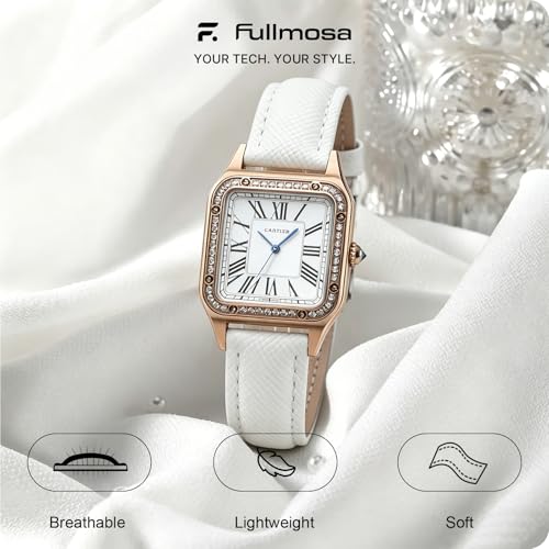 Image of Fullmosa Cross Leather Replacement Watch Strap 20mm Compatible for Samsung Galaxy Watch 5 40mm 44mm /Pro 45mm /Watch 4 40mm 44mm /Classic 46mm 42mm(2021) - White