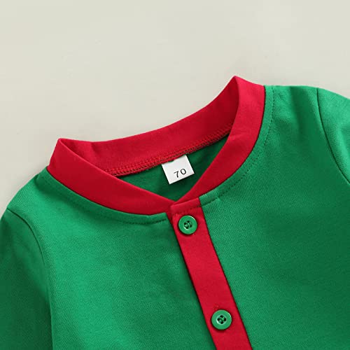My First Christmas Baby Boy Outfit Letter Print Long Sleeve Button Romper Jumpsuit One Piece Brother Clothes (Green My 1St Christmas,0-6 Months) #TOP3