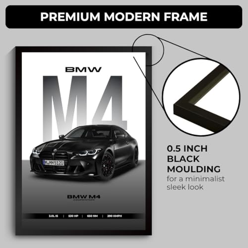 Image of M4 Poster | Framed A4 Sized (31 x 23 cm) | Car Posters for Wall, Gift for Boys | Supercar Frames | Poster M4 Competition Sportscar Frame | Car Posters for Wall, Bedroom, Hostel, Study Room (F 170)